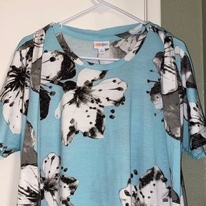 Blue, white and black floral dress